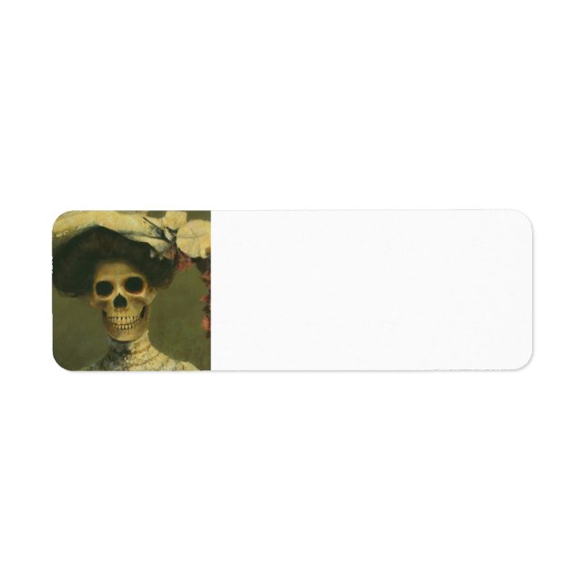 Gothic Skeleton Dam Lables Returadress Etikett (Framsidan)