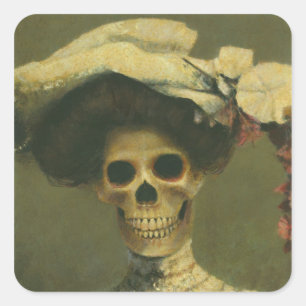 Gothic Skeleton Dam Sticker Fyrkantigt Klistermärke