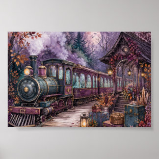 Gothic Skeleton Express tågstation Whimsigoth Poster