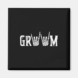 Gothic Skeleton Groom Bröllop Ny gifta Spooky Magnet