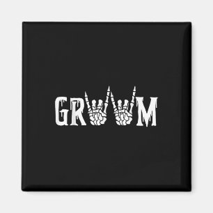 Gothic Skeleton Groom Bröllop Ny gifta Spooky Magnet