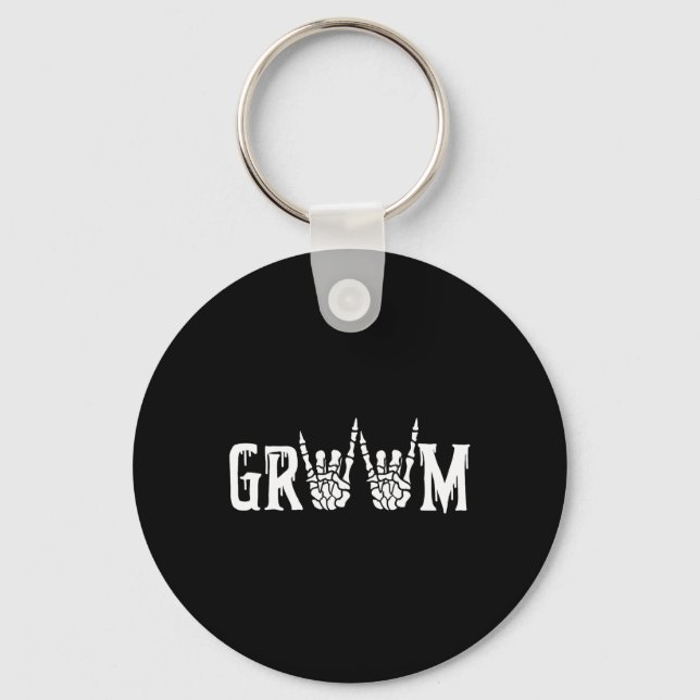 Gothic Skeleton Groom Bröllop Ny gifta Spooky Nyckelring (Framsida)