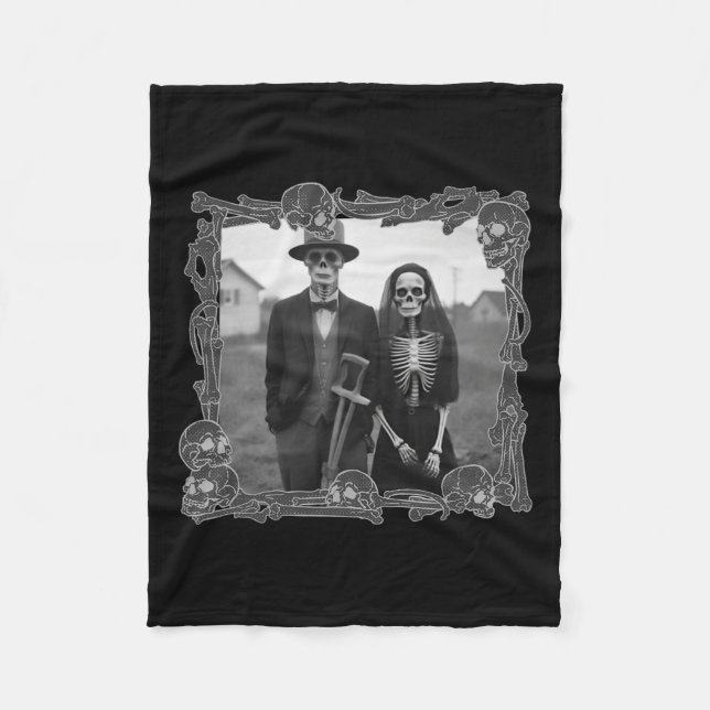 Gothic Skeleton Halloween Costume Fleecefilt (Framsidan)