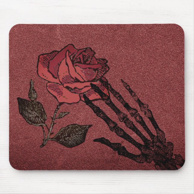 Gothic Skeleton Hand and Rose Burgundy Musmatta (Framsidan)