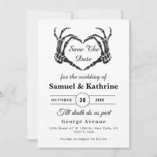 Gothic Skeleton Hand Halloween Bröllop Spara Date