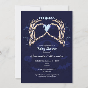 Gothic Skeleton Händer Halloween Boy Baby Shower Inbjudningar