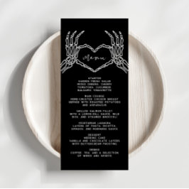 Gothic Skeleton Händer Halloween Bröllop Menu Meny