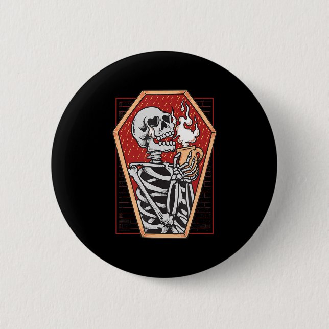 Gothic Skeleton i Coffin Mall Goth Halloween Aest Knapp (Framsida)