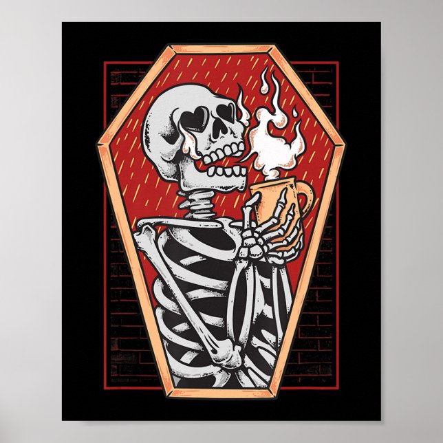 Gothic Skeleton i Coffin Mall Goth Halloween Aest Poster (Framsidan)