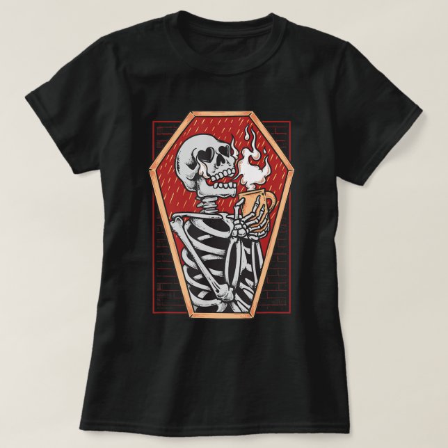 Gothic Skeleton i Coffin Mall Goth Halloween Aest T Shirt (Design framsida)