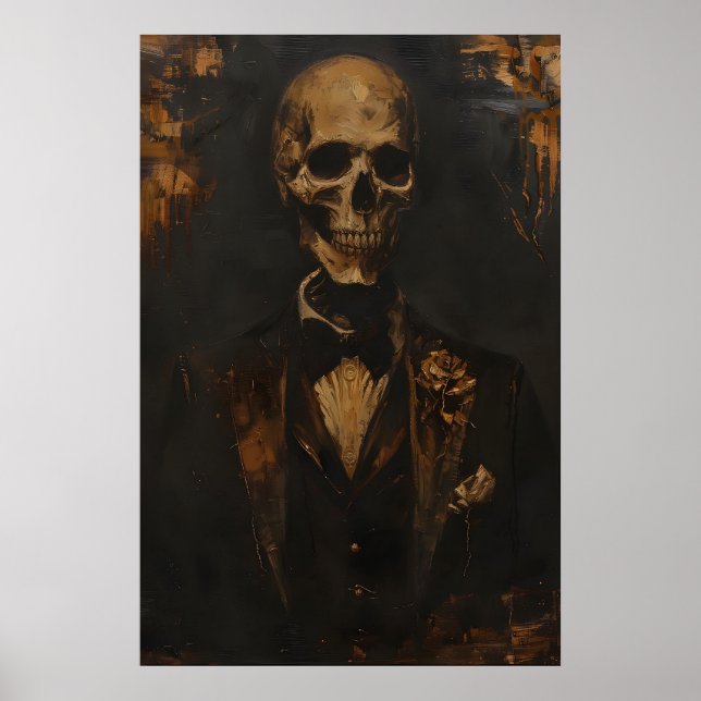Gothic Skeleton in Tuxedo Art Printable Victorian Poster (Framsidan)