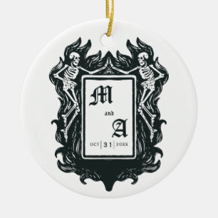 Gothic Skeleton Kärlek Initialer jul Julgransprydnad Keramik