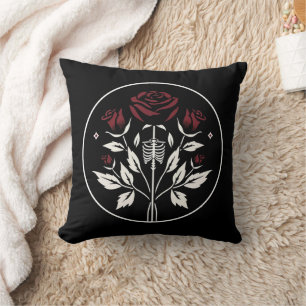Gothic Skeleton Rib Ro Black Elegant bröllop Kudde