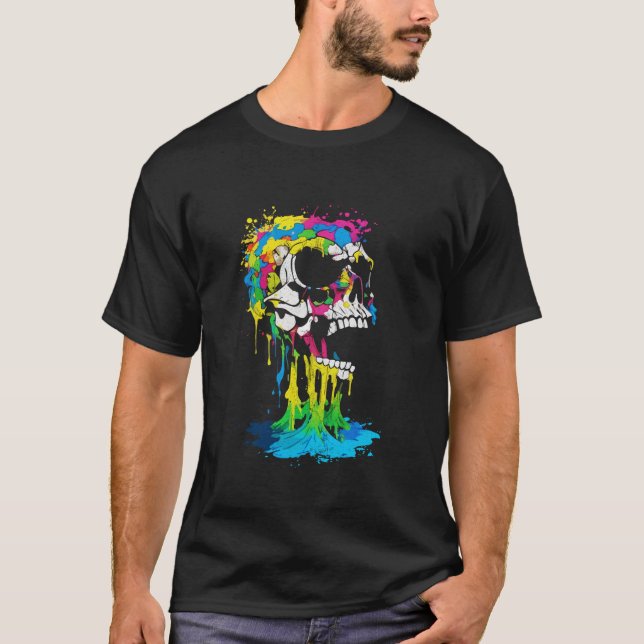 Gothic Skeleton Skull-droppfärg Weirdcore Hal T Shirt (Framsida)