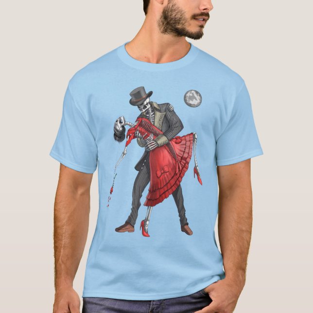 Gothic Skeletons Dancing T Shirt (Framsida)