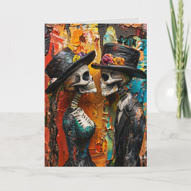 GOTHIC SKELETONS LYCKLIG ANNIVERSARY CARD KORT (Framsida)