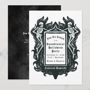 Gothic Skeletons Spooktacular Halloween-inbjudan Inbjudningar