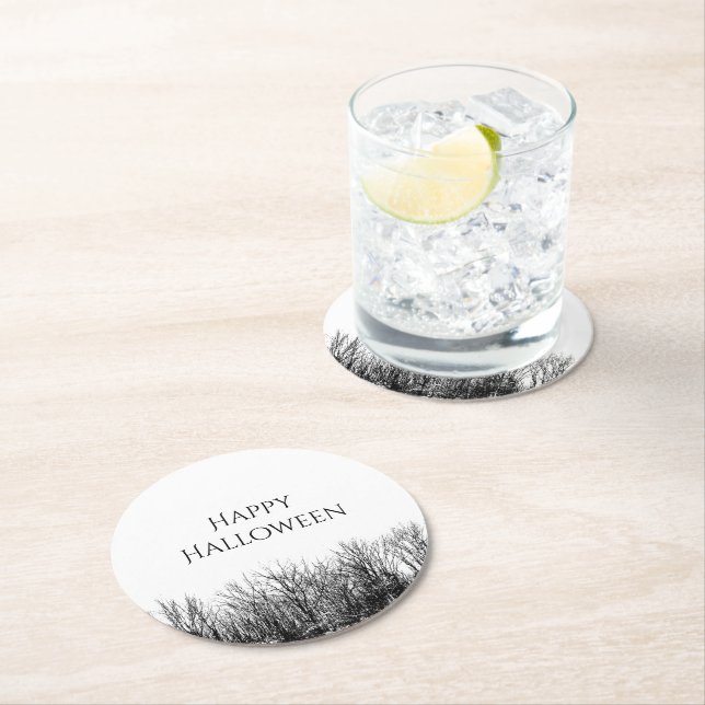 Gothic Skogen Halloween fest Black White Underlägg Papper Rund (Insitu)