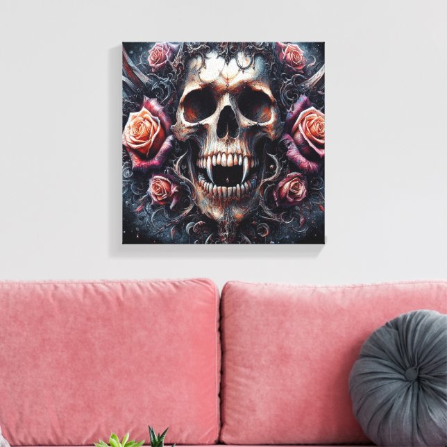 Gothic Skull adad med Ro Canvastryck (Insitu (Vardagsrum))