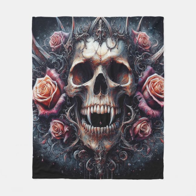 Gothic Skull adad med Ro Fleecefilt (Framsidan)