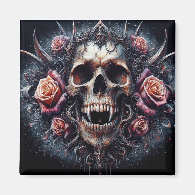Gothic Skull adad med Ro Magnet (Framsidan)