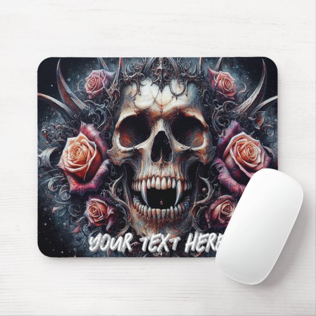 Gothic Skull adad med Ro Musmatta (Med mus)
