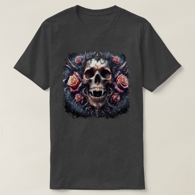 Gothic Skull adad med Ro T Shirt (Design framsida)