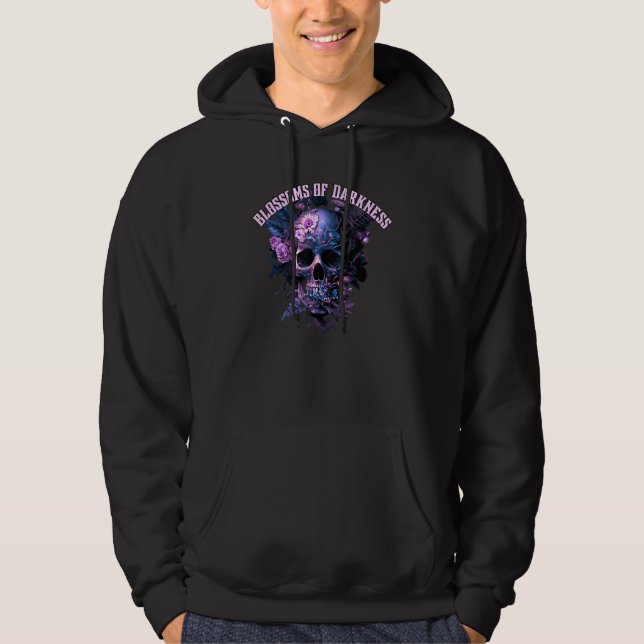 Gothic Skull and Flowers Gothic T Pink Women and M Hoodie (Framsida)