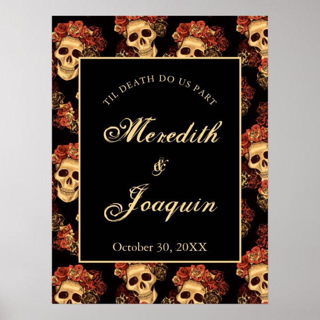 Gothic Skull Anpassningsbar Välkommen Halloween Br Poster (Framsidan)