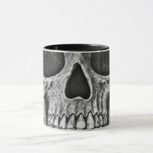 Gothic Skull Ansikte Black and White Grunge Coola Mugg