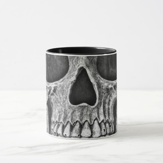 Gothic Skull Ansikte Black and White Grunge Coola Mugg (Center)