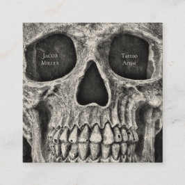 Gothic Skull Ansikte Black and White Tatto Shop Fyrkantigt Visitkort