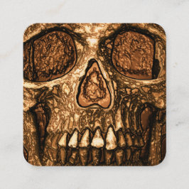 Gothic Skull Ansikte Glowing Guld Black Tatto Shop Visitkort