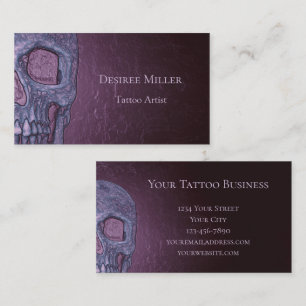 Gothic Skull Ansikte Glowing Lila Rosa Tatto Shop Visitkort