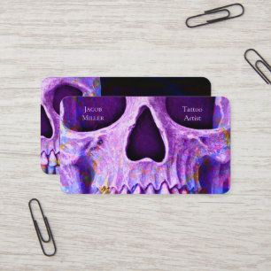 Gothic Skull Ansikte Lila Blue Tatto Shop Visitkort