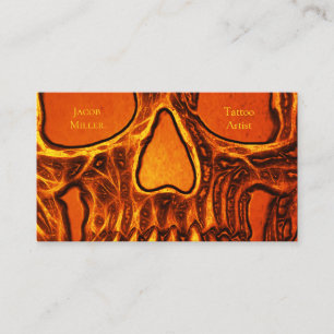 Gothic Skull Ansikte Orange Black Tatto Shop Visitkort