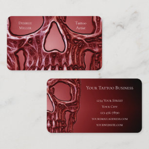 Gothic Skull Ansikte Red Black Glowing Tatto Shop Visitkort