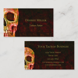 Gothic Skull Ansikte Red Grönt Tatto Shop Visitkort