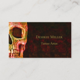 Gothic Skull Ansikte Red Grönt Tatto Shop Visitkort