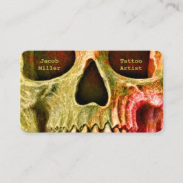 Gothic Skull Ansikte Red Grönt Tatto Shop Visitkort