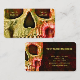 Gothic Skull Ansikte Red Grönt Tatto Shop Visitkort