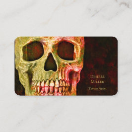 Gothic Skull Ansikte Red Grönt Tatto Shop Visitkort