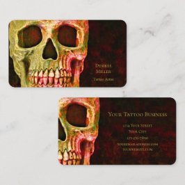 Gothic Skull Ansikte Red Grönt Tatto Shop Visitkort