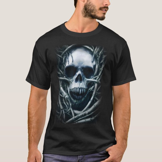 Gothic Skull Art: Creepy Död Metall Sigil T Shirt (Framsida)