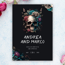 Gothic Skull Black och Lila Rock and roll Weddin Inbjudningar