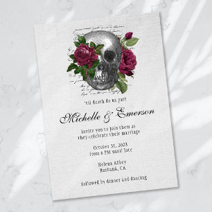 Gothic Skull-Blommigten "Tills död do oss part Brö Inbjudningar