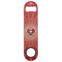 Gothic Skull Bones Red Heart Spooky Spiral Linjer Långa Flaskppnare