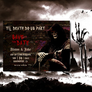 Gothic Skull Bröllop spara datum Meddelande Vykort