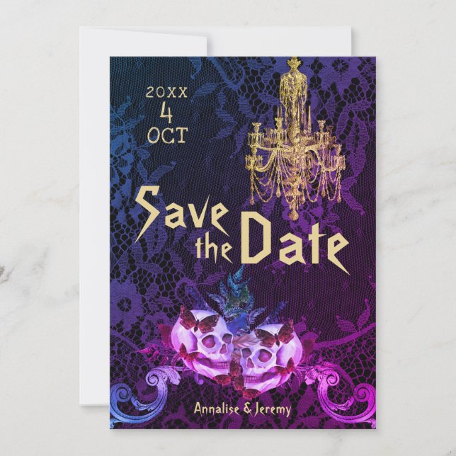 Gothic Skull Bröllop Spara Datumet (Framsida)