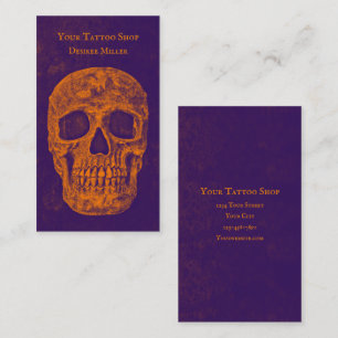 Gothic Skull Burnt Orange Lila Struktur Visitkort